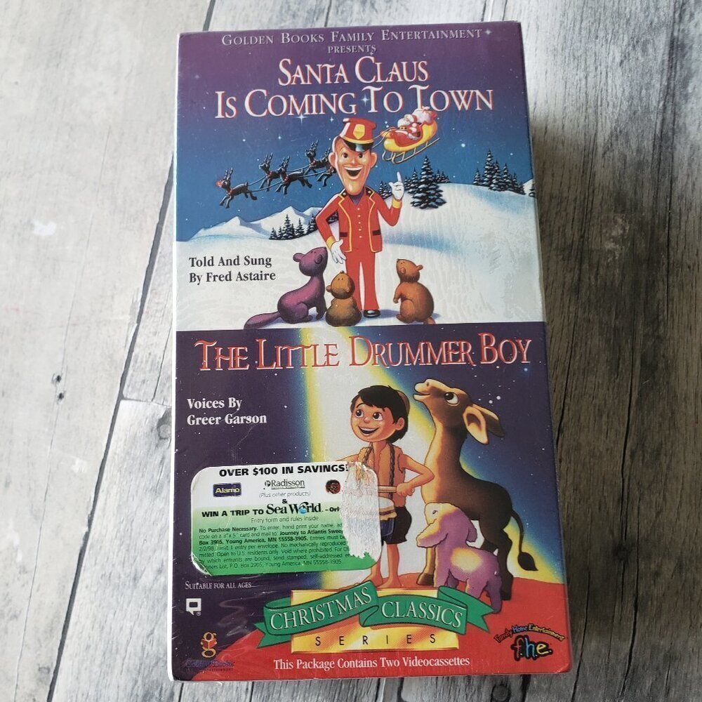 Sealed Santa Claus Is Coming to Town / The Little Drummer Boy ( 2 VHS 1996)